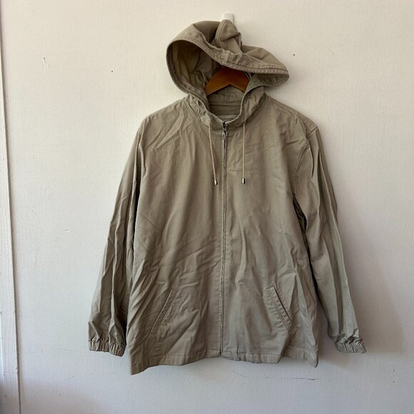 Christopher & Banks Hooded Khaki Jacket Womens Large Pockets Minimalist - Picture 1 of 6